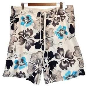 Ocean Pacific (OP) Men's Floral Swim Trunks Size L (36-38) White Beach Shorts